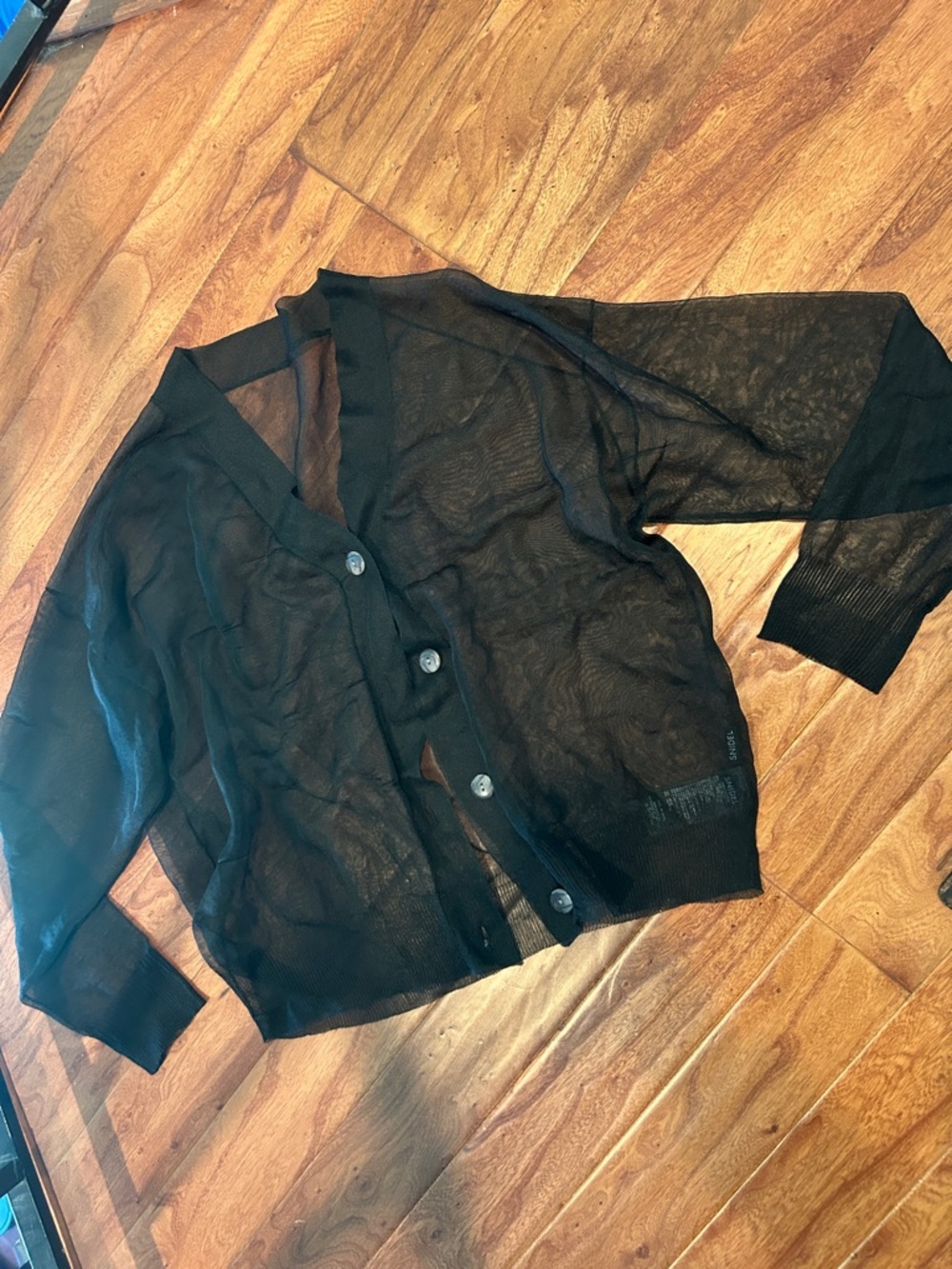 Snidel Black Sheer Mesh Button Down Cardigan One Size